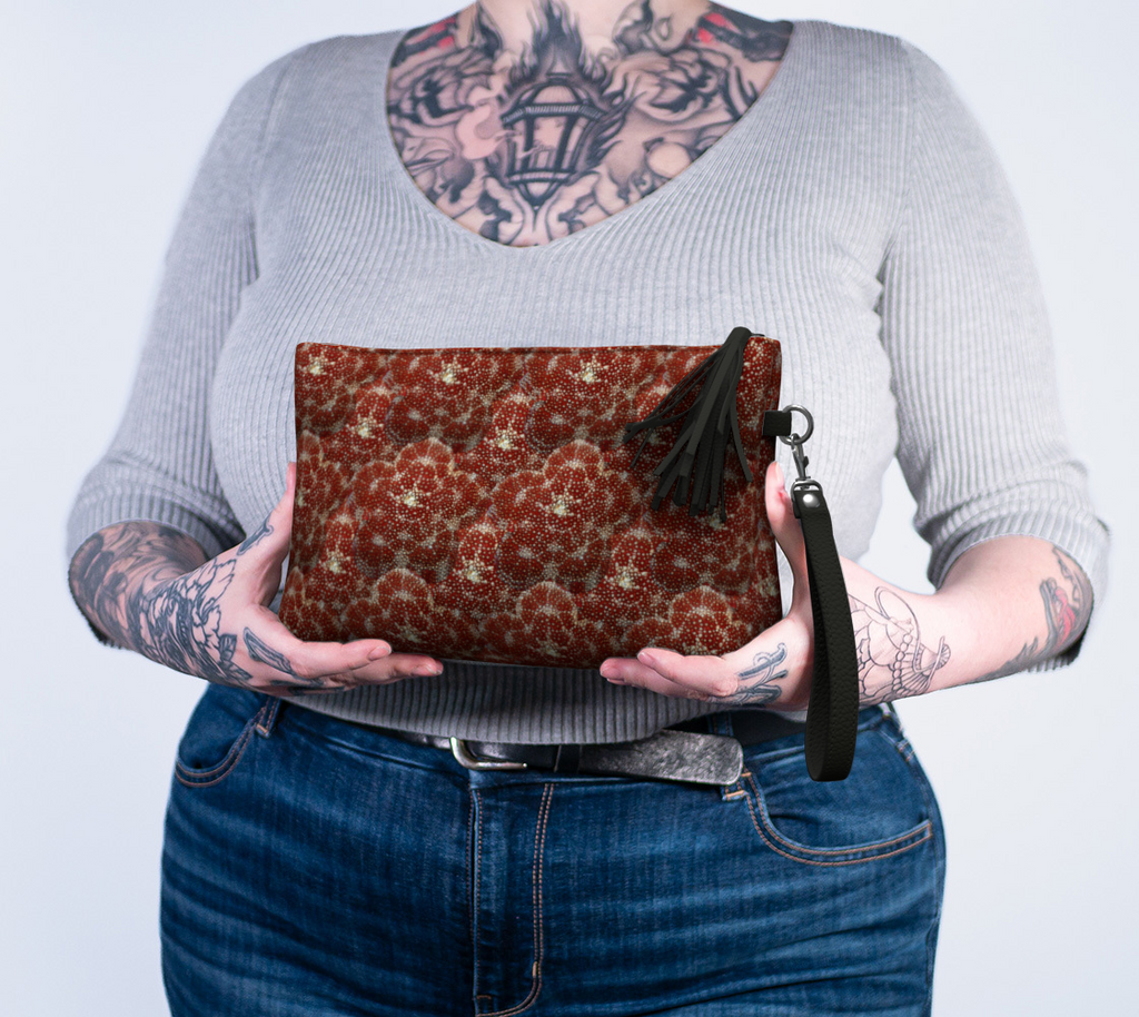 Vegan Leather Red Pincushion Starfish Makeup Bag