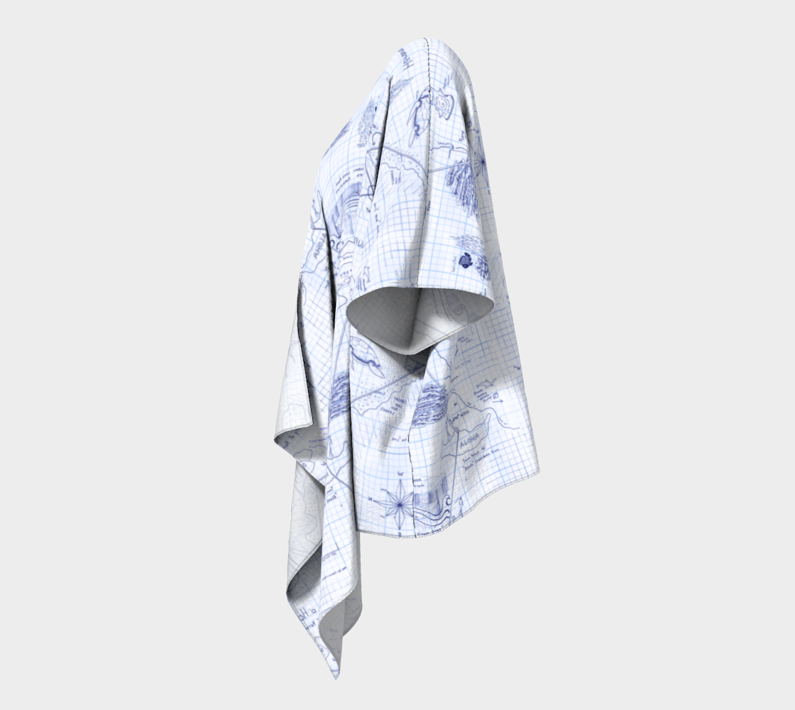 2-Step Dive Map Drape Kimono in Blue