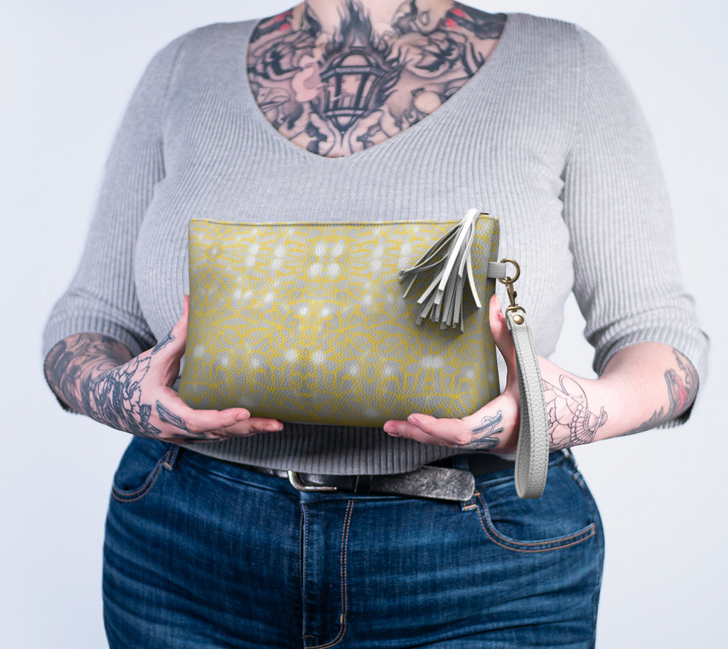 Vegan Leather Gold Lace Makeup Bag