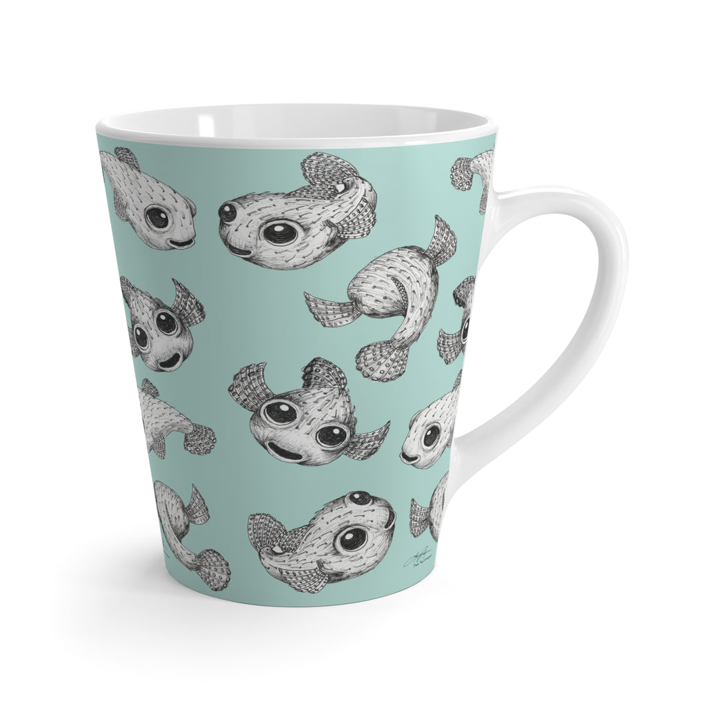 Aloha Puffers Latte Mug: Turquoise Waters