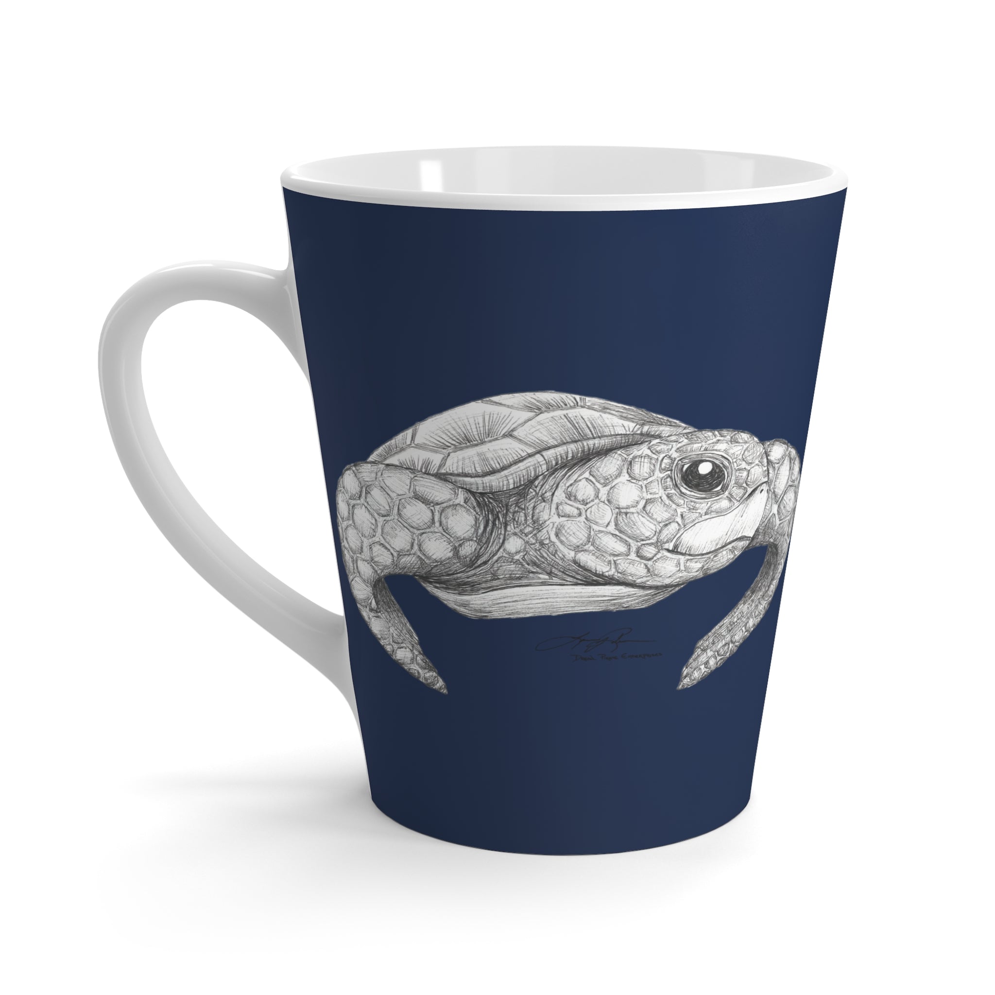 Happy Honu Latte Mug: Navy Blue