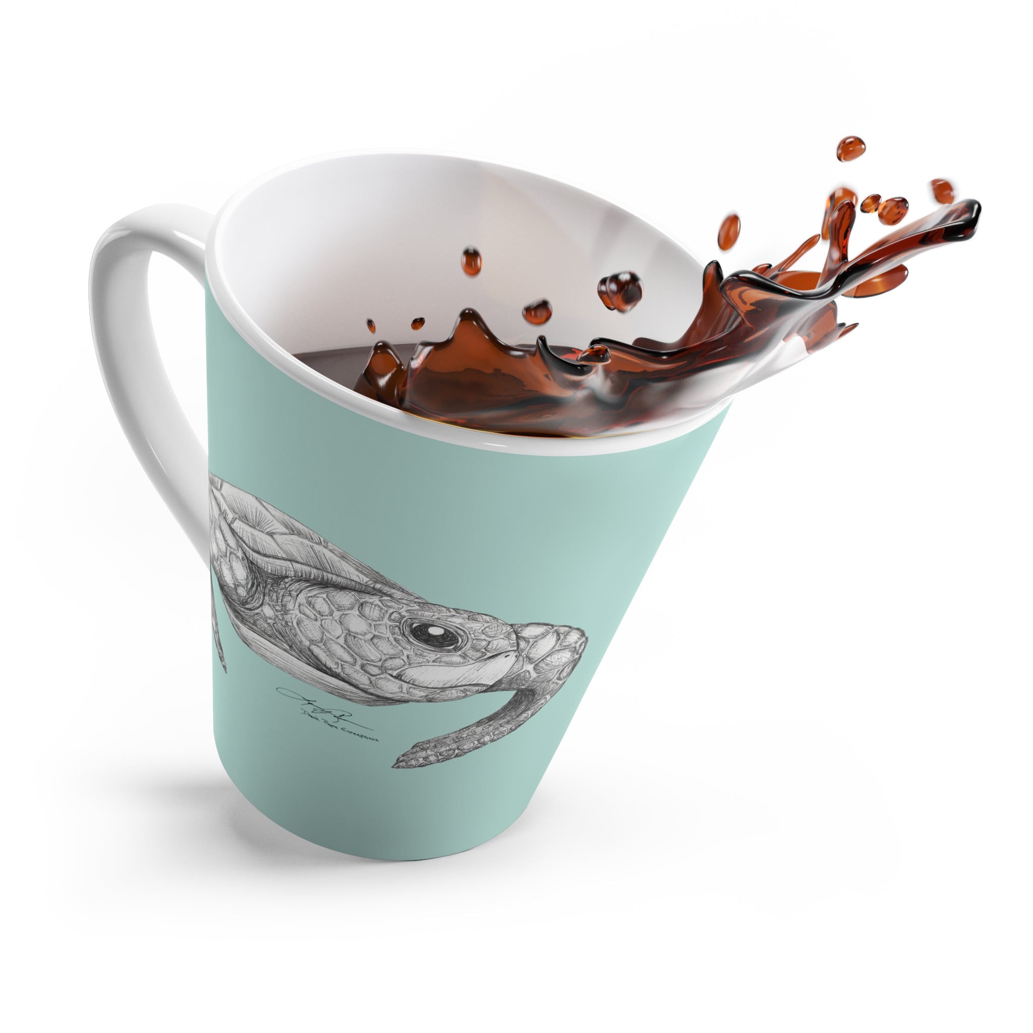 Happy Honu Latte Mug: Turquoise Waters