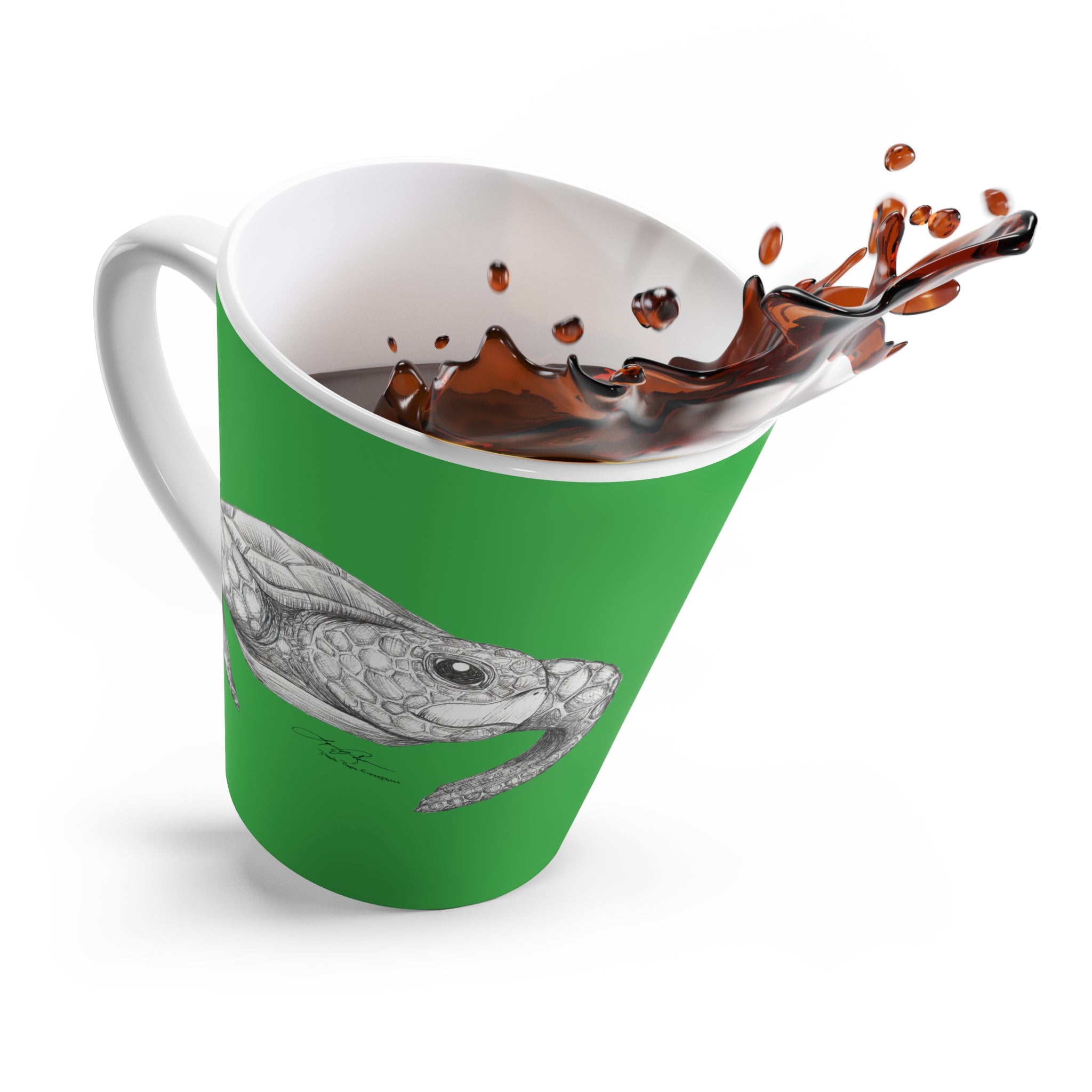 Happy Honu Latte Mug: Bright Green