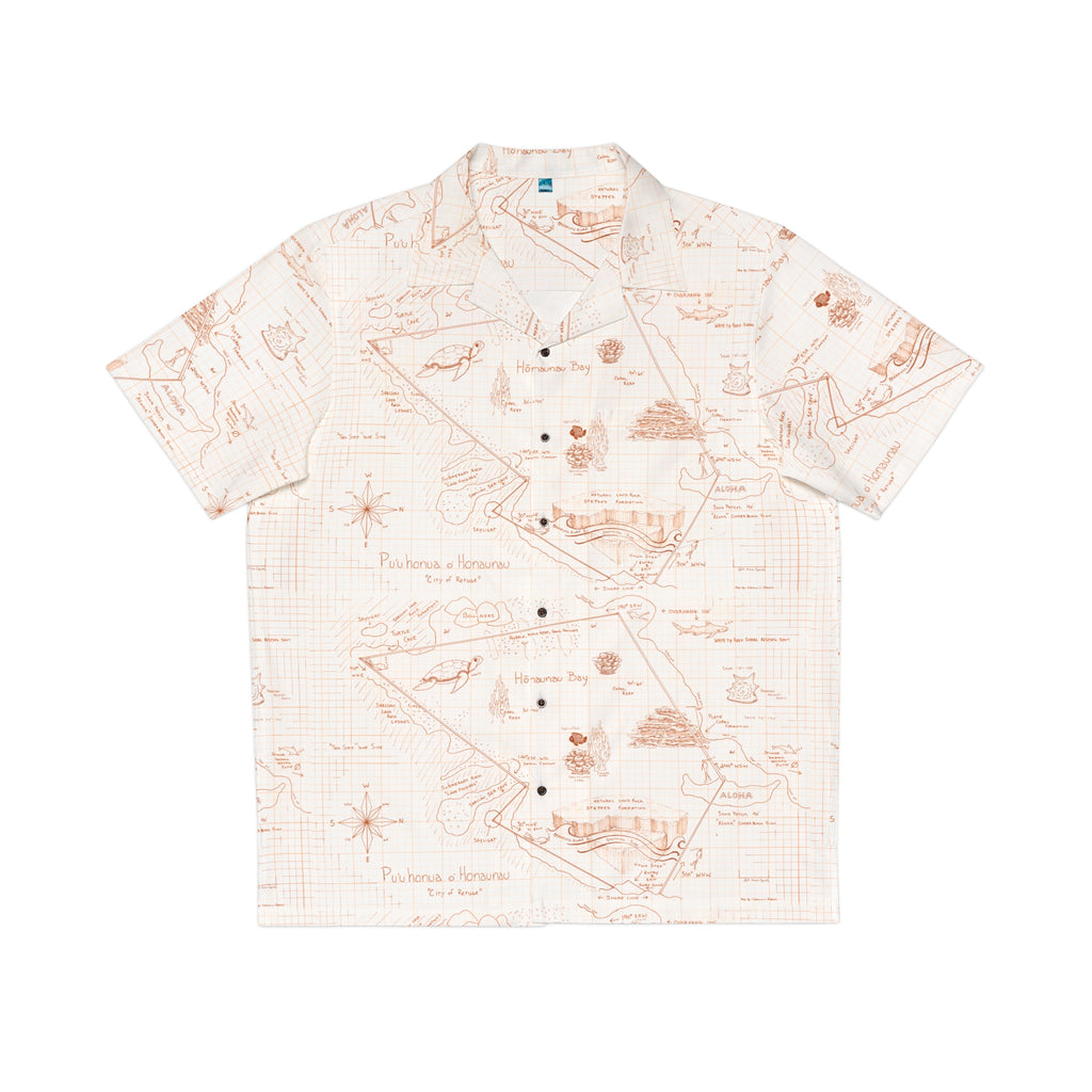 Two-Step Kona Dive Site Map Print: Neutral Tones.