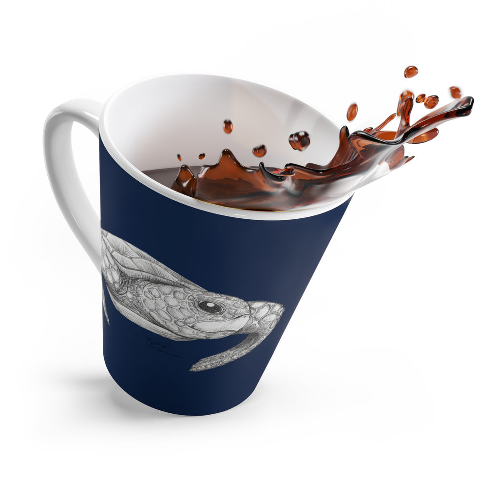 Happy Honu Latte Mug: Navy Blue
