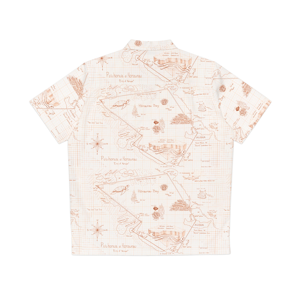 Two-Step Kona Dive Site Map Print: Neutral Tones.