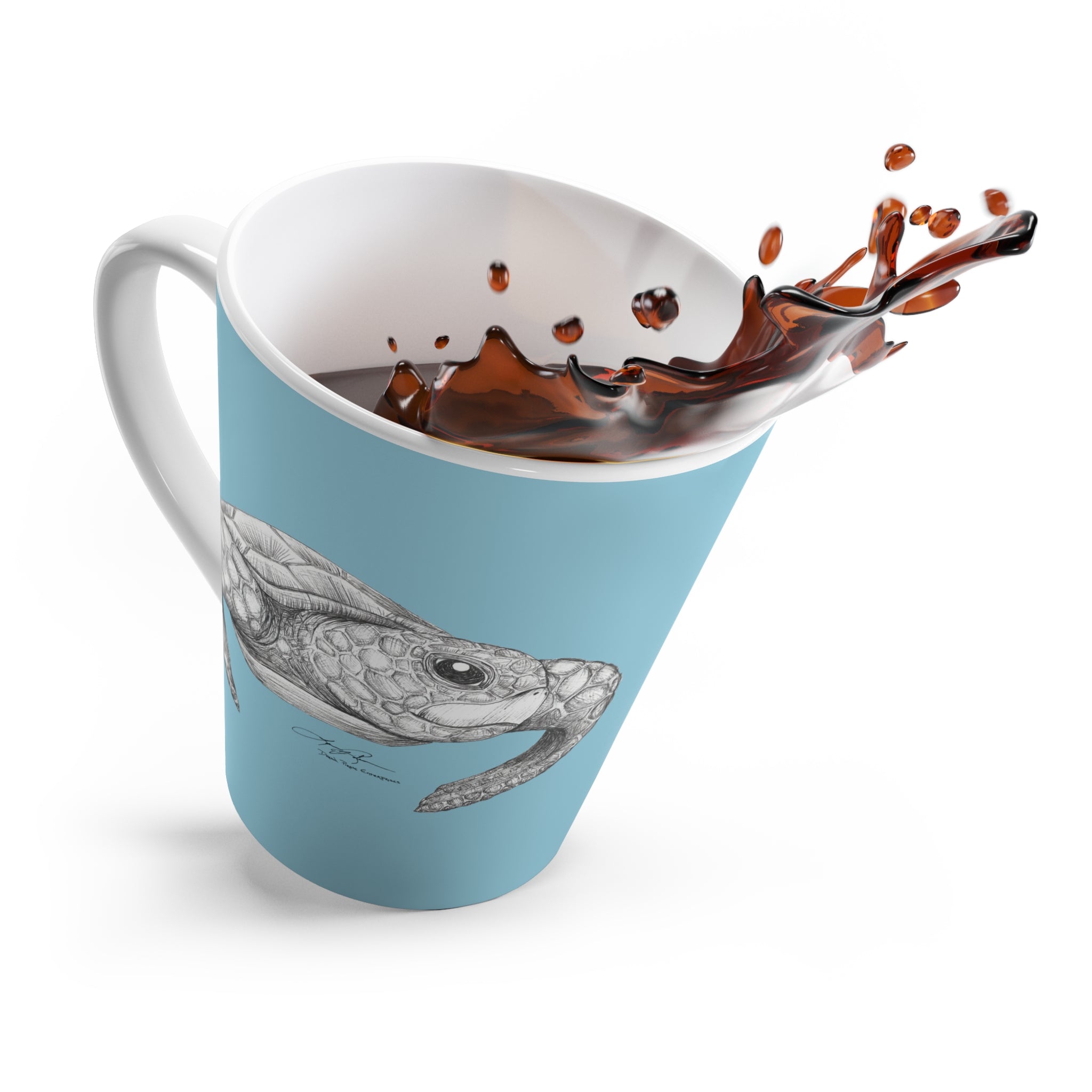 Happy Honu Latte Mug in Sky Blue