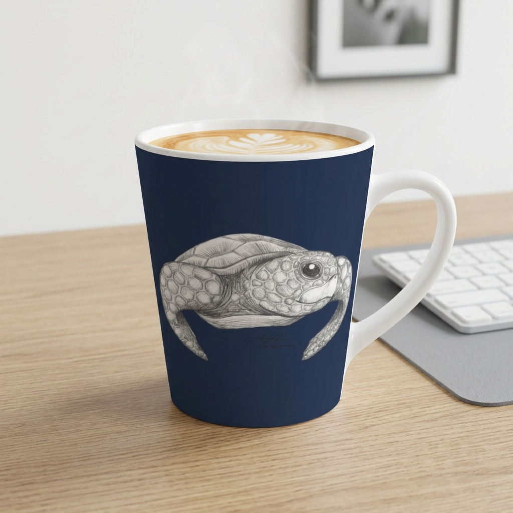 Happy Honu Latte Mug: Navy Blue
