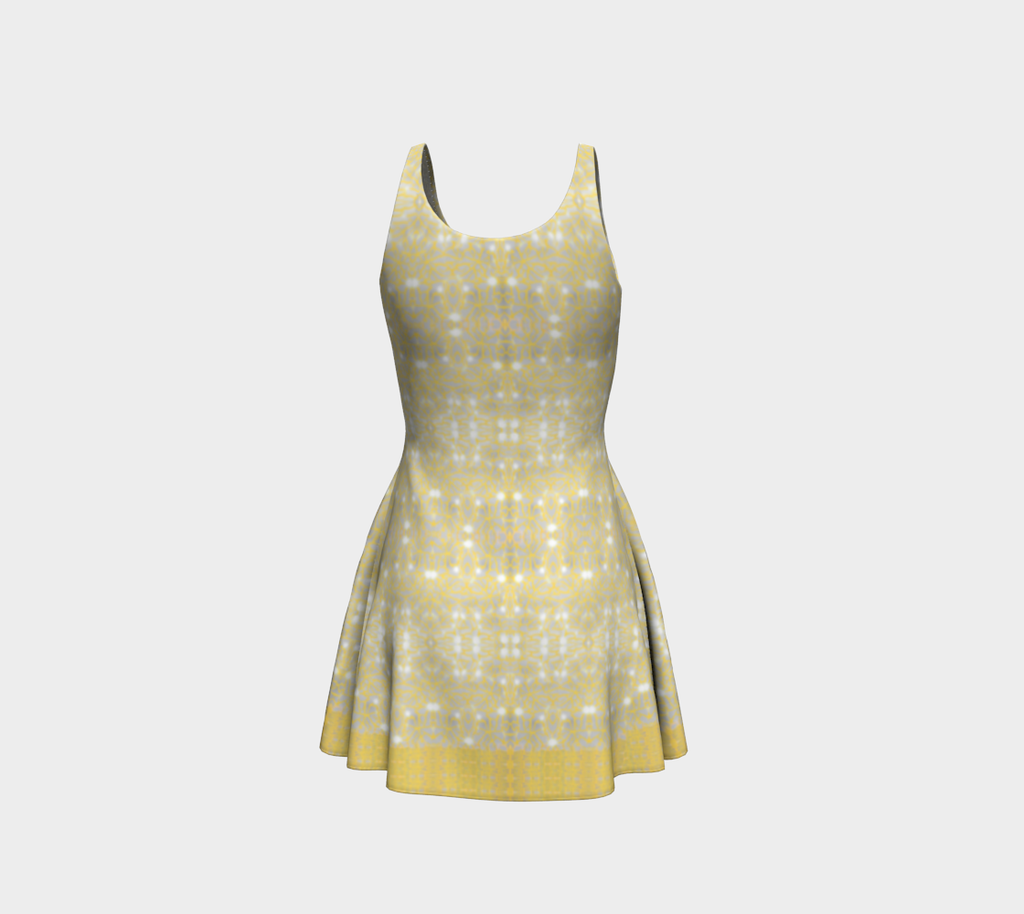Gold Lace Flare Dress