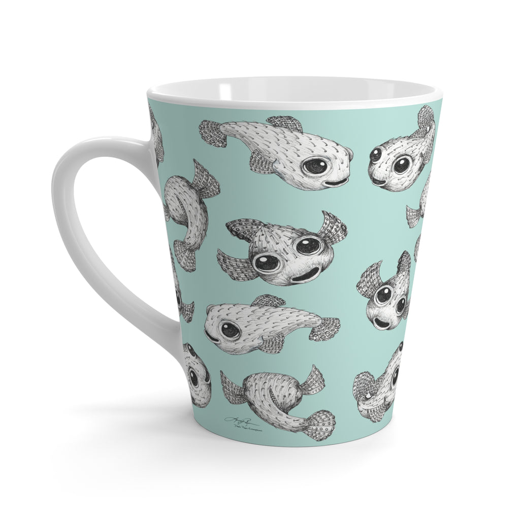 Aloha Puffers Latte Mug: Turquoise Waters