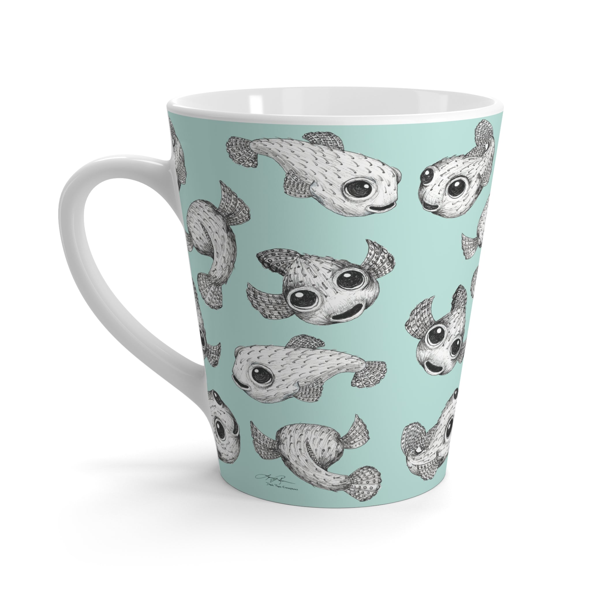 Aloha Puffers Latte Mug: Turquoise Waters