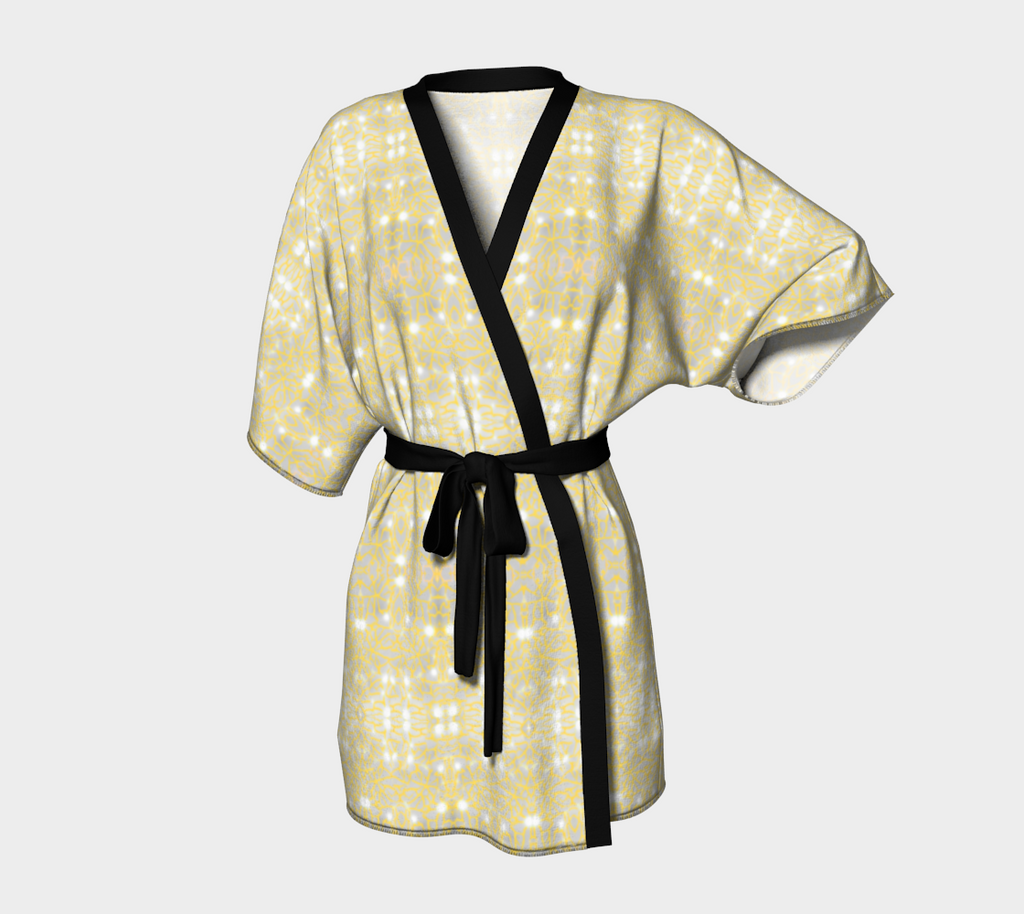 Gold Lace Kimono Short Robe