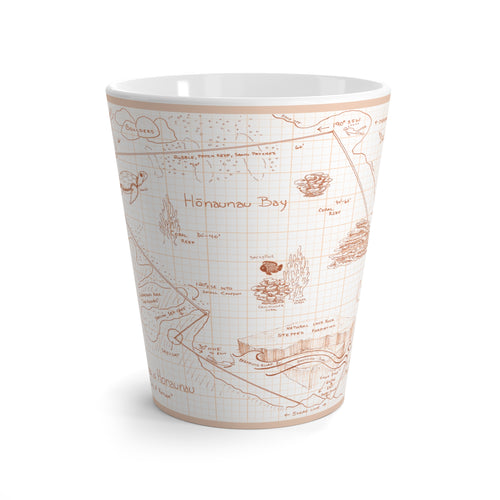 "Two-Step" Kona Dive Site Map Print, Neutral Tones,  Latte Mug