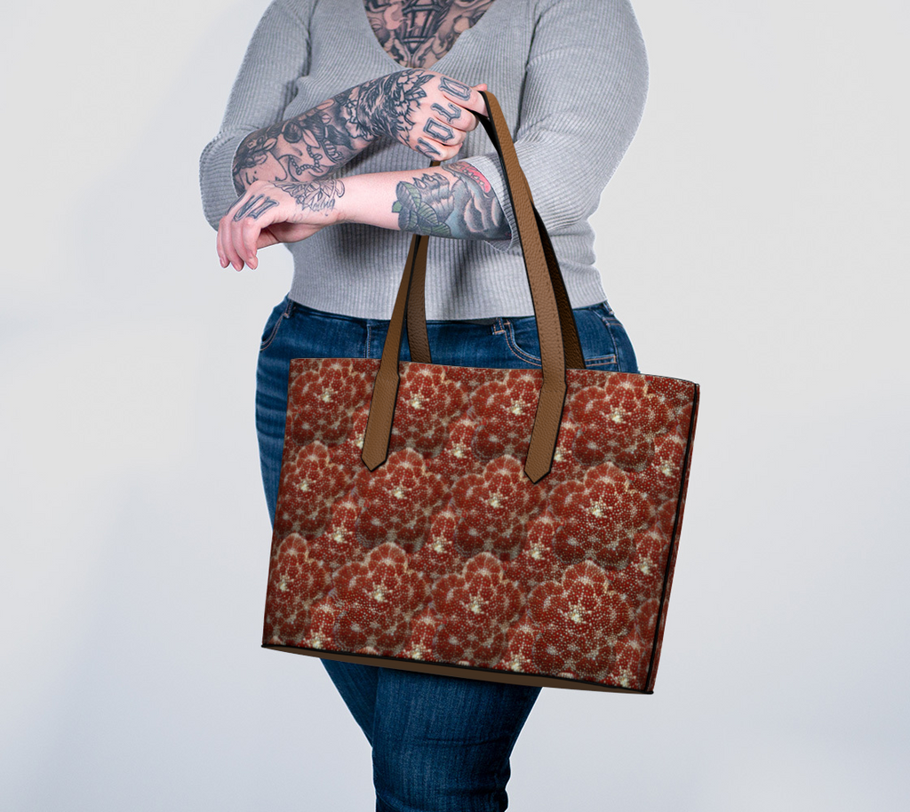 Vegan Leather Red Pin Cushion Starfish Tote