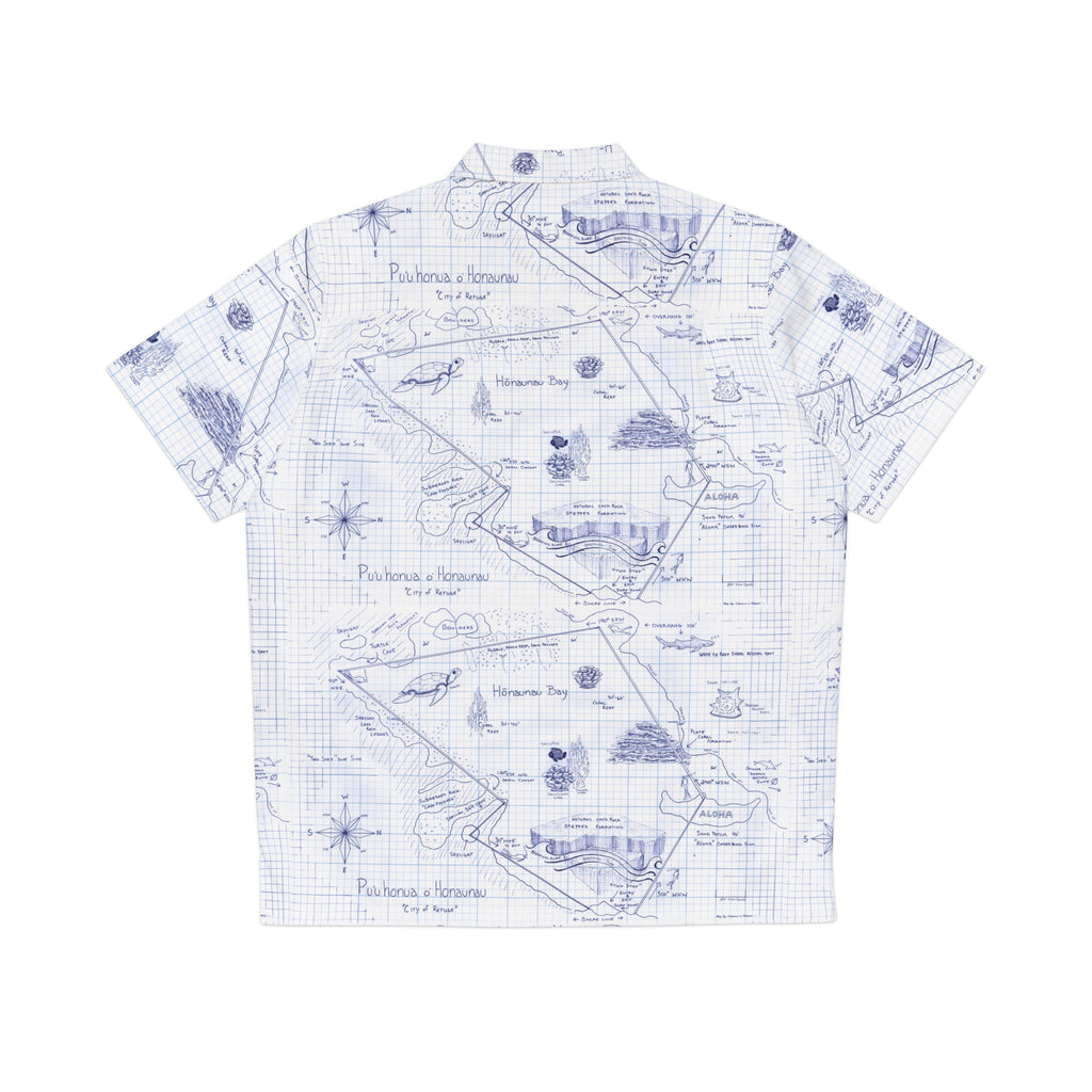 Two-Step Kona Dive Site Map Print: Blue and White