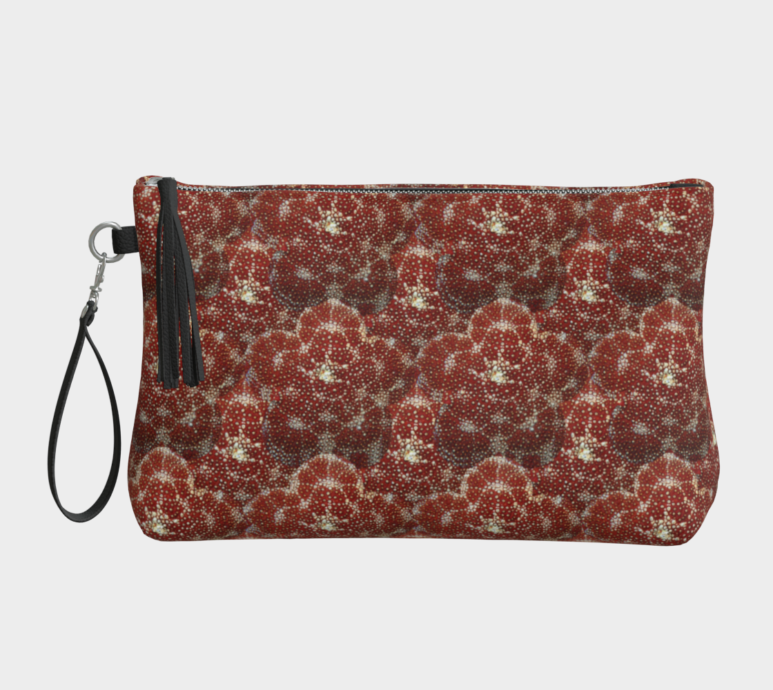 Vegan Leather Red Pincushion Starfish Makeup Bag