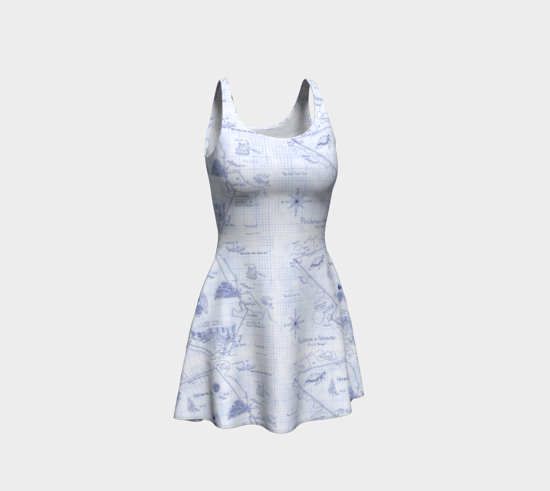 2-Step Dive Map Flare Dress in Blue
