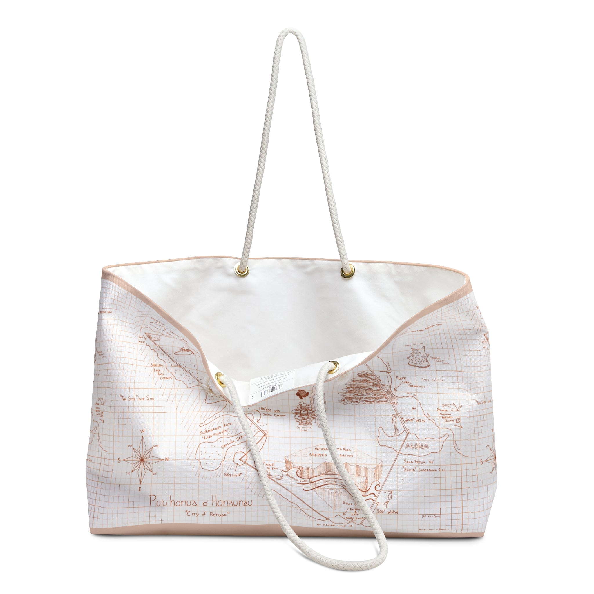 Two-Step Kona Dive Site Map Print: Neutral Tones: Weekender Bag
