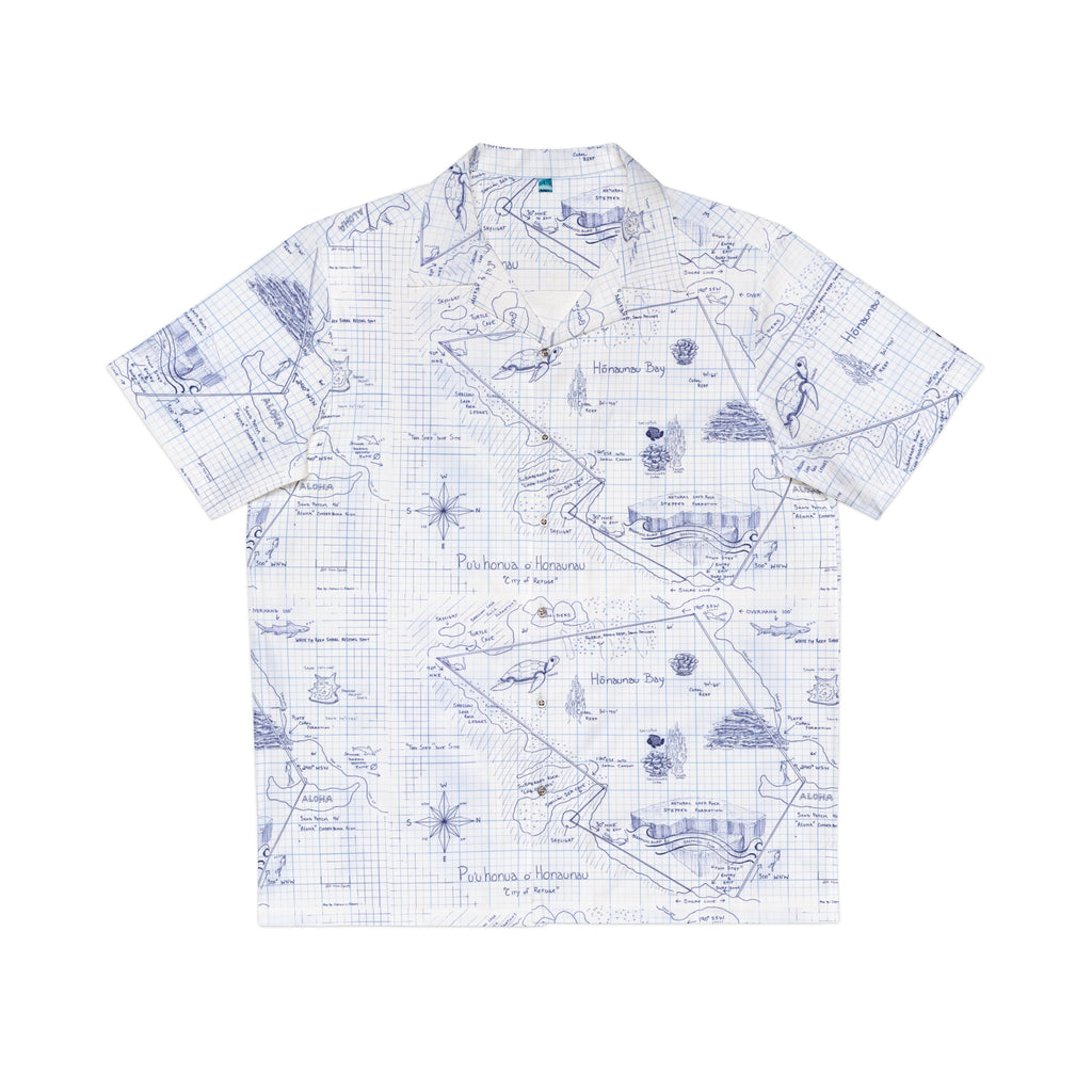 Two-Step Kona Dive Site Map Print: Blue and White