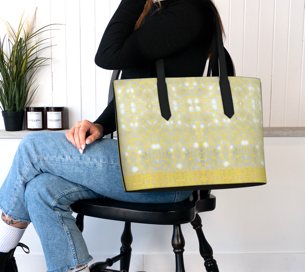 Vegan Leather Gold Lace Tote