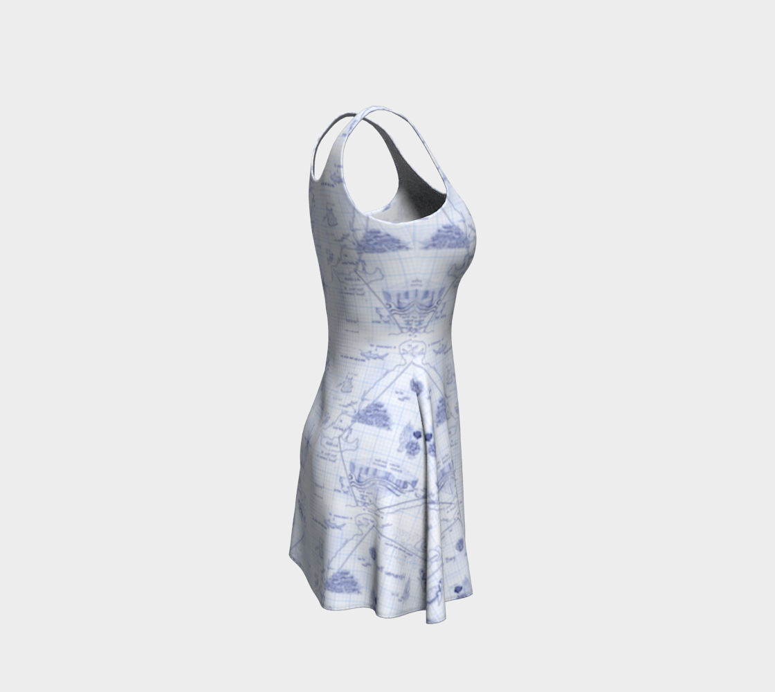 2-Step Dive Map Flare Dress in Blue
