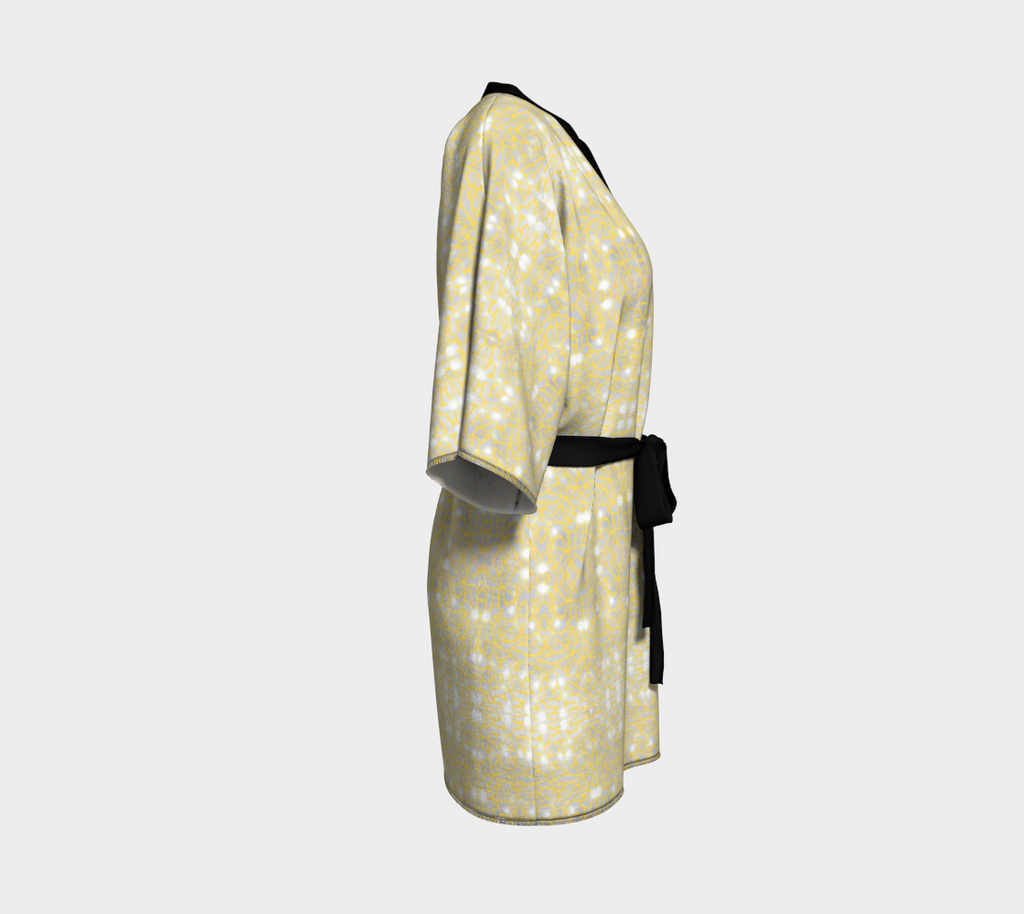 Gold Lace Kimono Short Robe