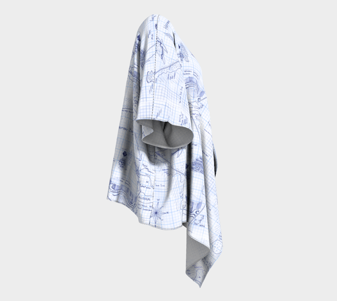 2-Step Dive Map Drape Kimono in Blue
