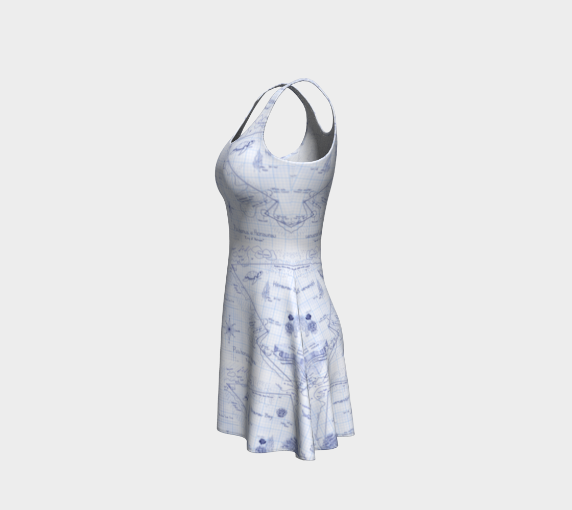 2-Step Dive Map Flare Dress in Blue