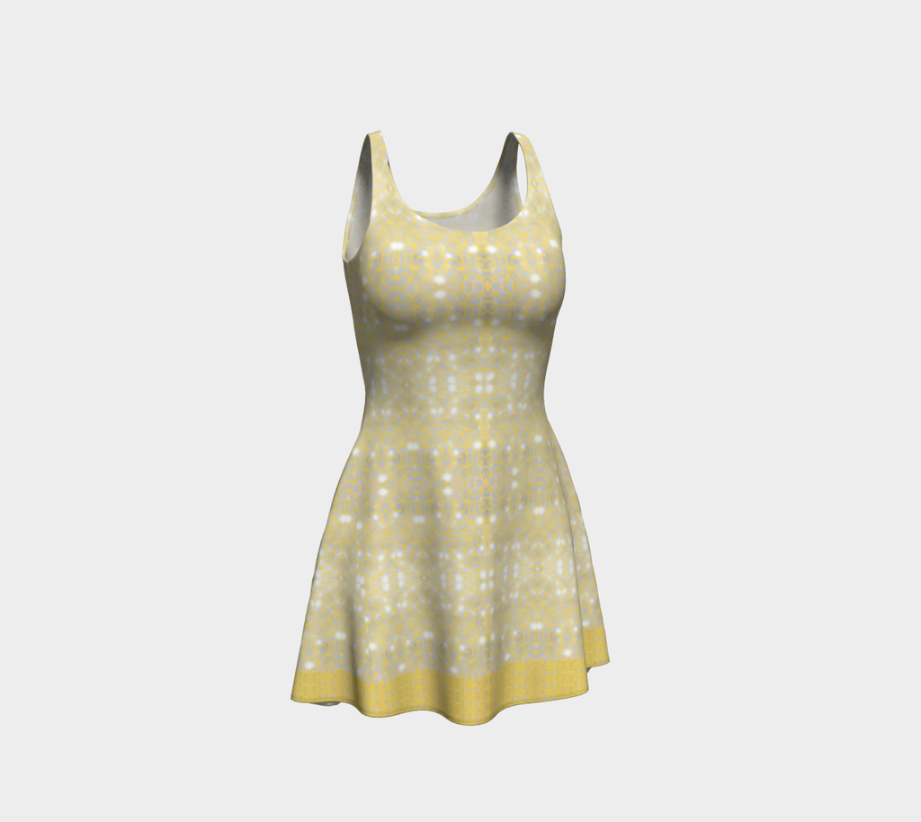 Gold Lace Flare Dress