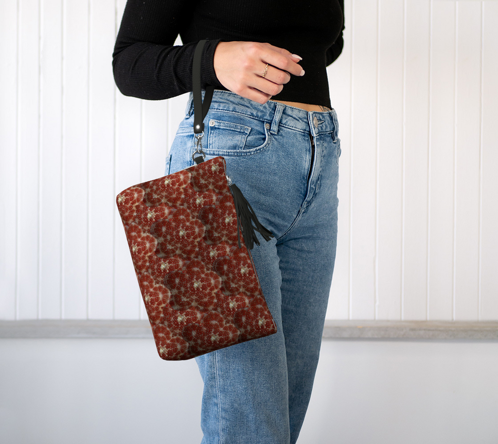 Vegan Leather Red Pincushion Starfish Makeup Bag