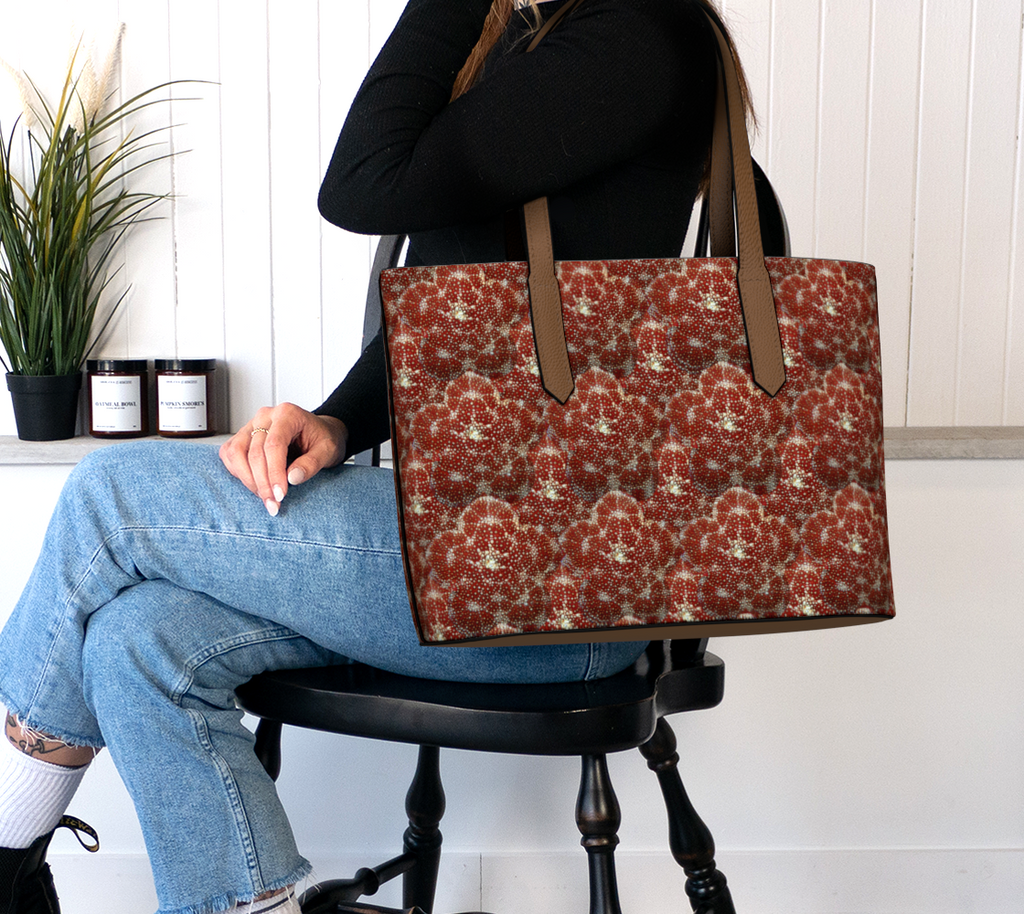 Vegan Leather Red Pin Cushion Starfish Tote