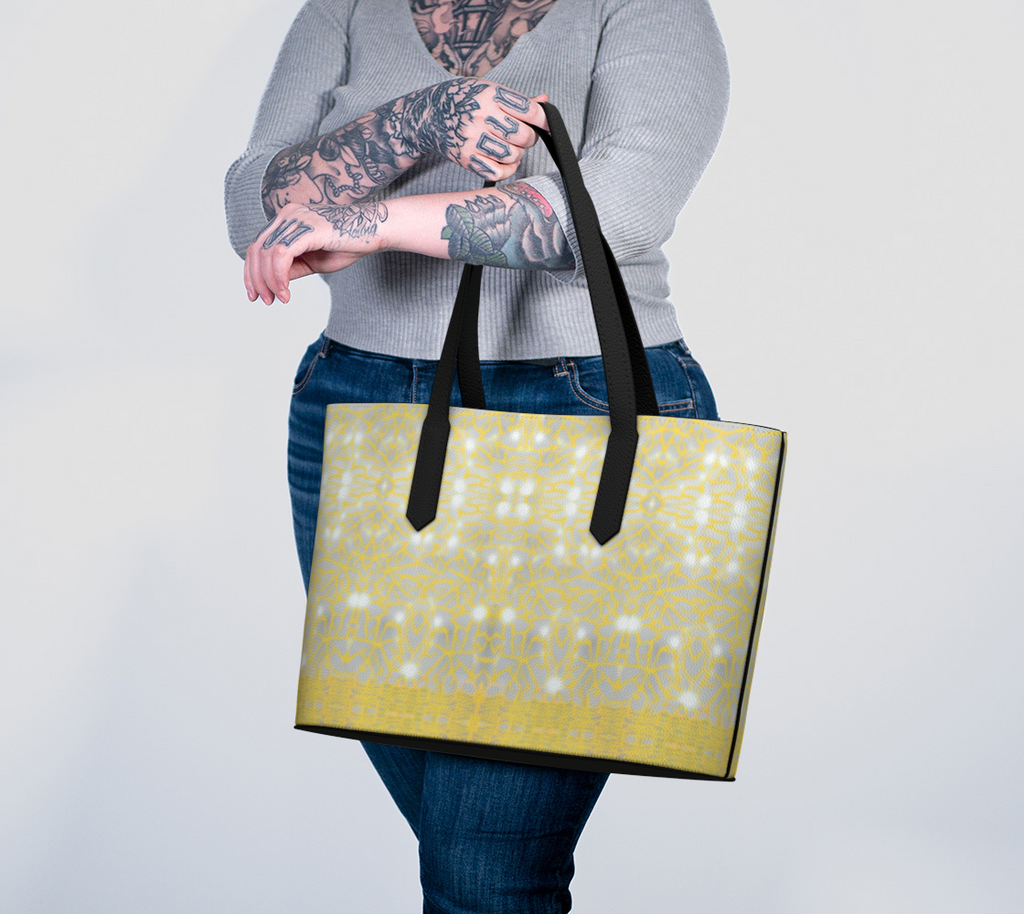 Vegan Leather Gold Lace Tote