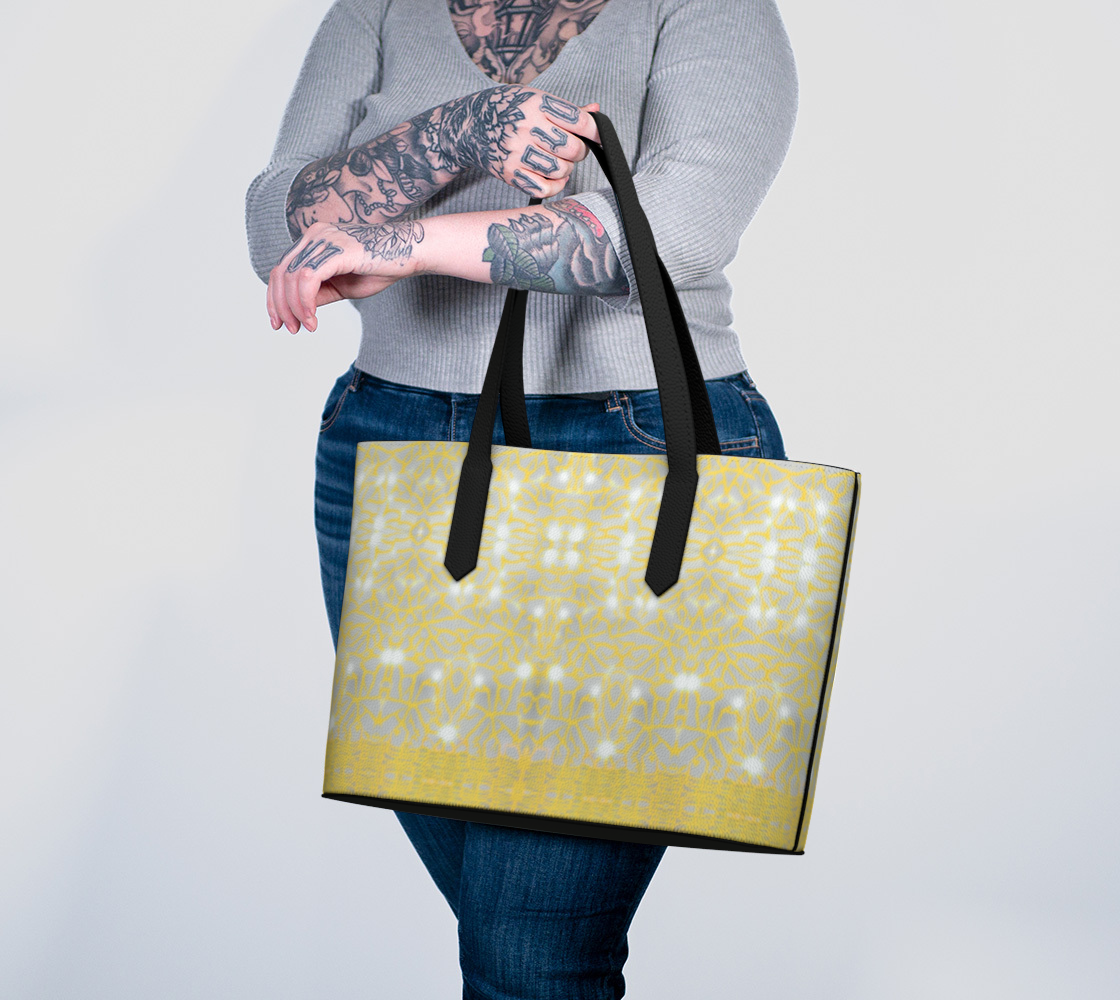Vegan Leather Gold Lace Tote